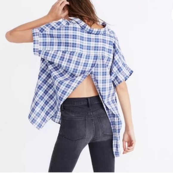 Madewell Central open back button shirt in Linus plaid size XS - Picture 1 of 13